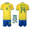 Brasil Eder Militao #14 Hjemmedraktsett Barn VM 2022 Kortermet (+ korte bukser)